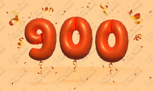 Vector Number 900 Shape 3D Red Helium Balloons Party Decorations Anniversary Celebration Birthday Greetings.