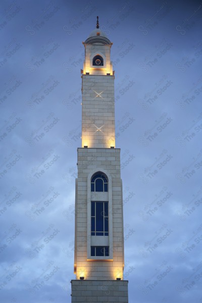 A snapshot of a minaret with a beautiful urban design, mosques and mosques, acts of worship.