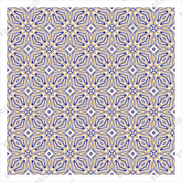 تصميم هندسي إسلامي بألوان الأزرق والذهبي