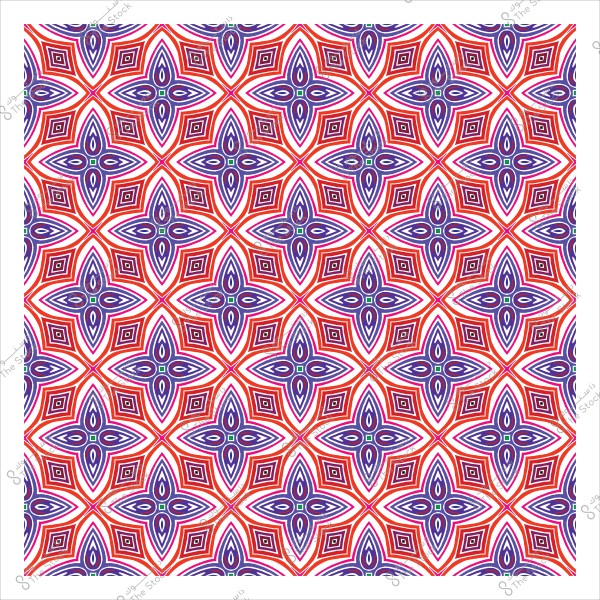 نمط متماثل بألوان الأحمر والأزرق يشكل تصميمًا هندسيًا على شكل نجمة.