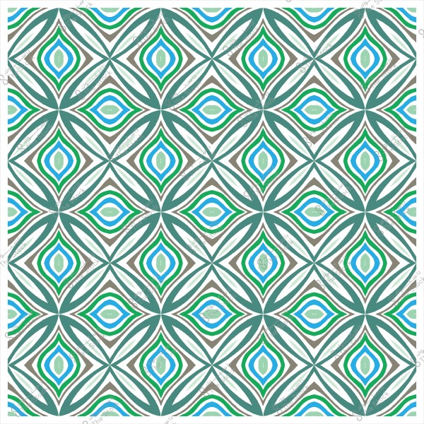 نمط هندسي بأشكال ماسية وزخارف متداخلة باللونين الأخضر والأزرق.