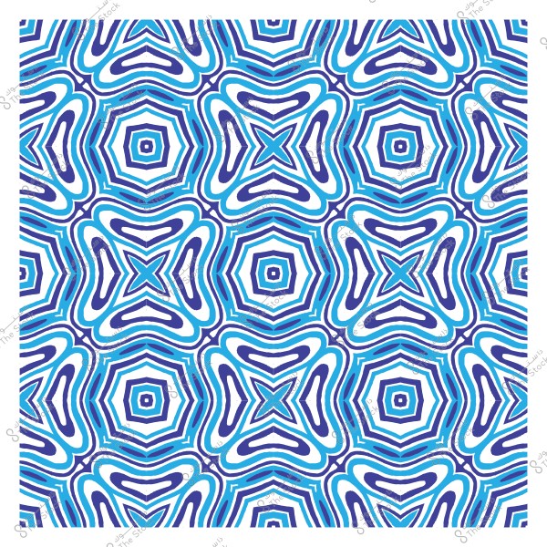 نمط هندسي بألوان زرقاء وأبيض متداخلة بشكل متماثل.