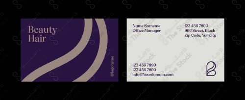 Modern business card design, company contact card, purple and white two sides, personal card.