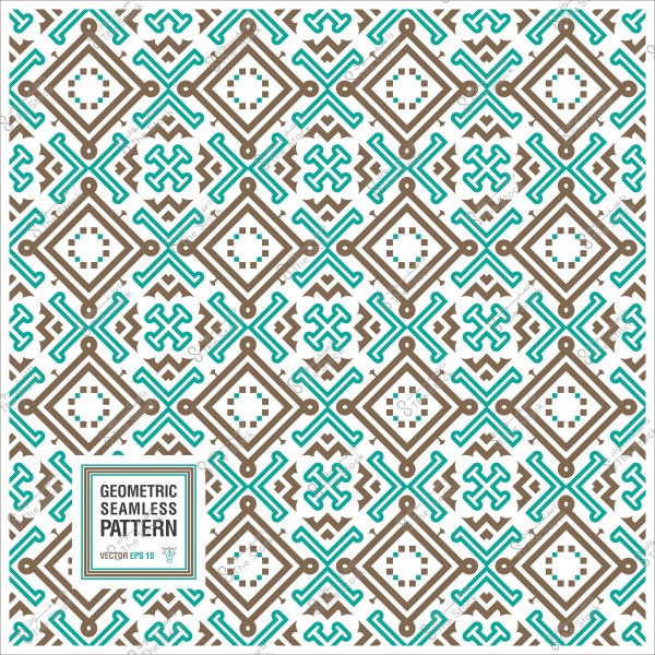 نمط هندسي متكرر بأشكال متداخلة بألوان بني وأزرق سماوي.