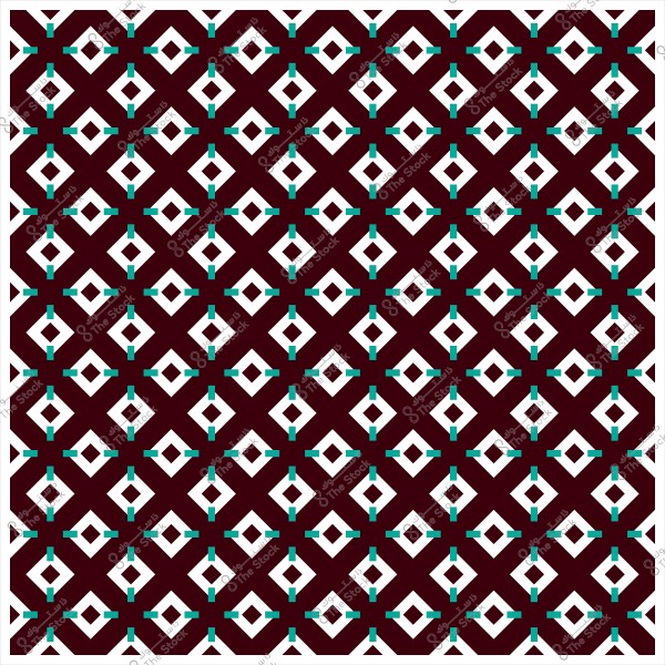 نمط هندسي مزخرف بأشكال ماسية باللونين الأبيض والبني مع تفاصيل زرقاء فاتحة.