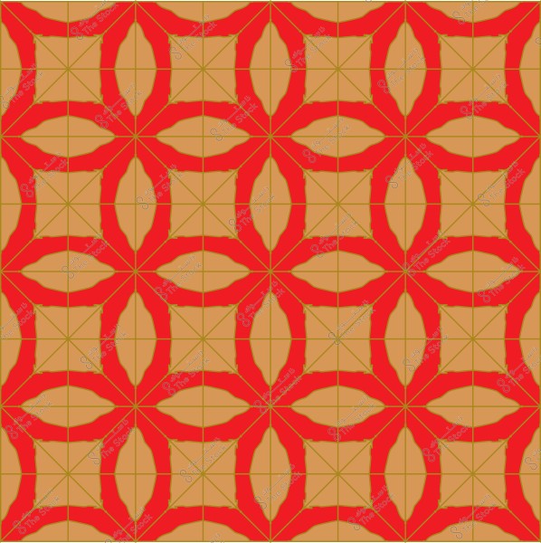 Symmetrical geometric pattern in red and brown.
