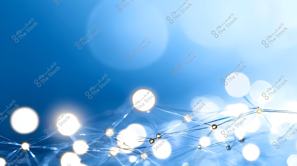 Abstract image featuring a light blue background with glowing dots connected by thin lines, resembling a technology network or electronic circuits. The glowing dots are scattered throughout the image in various sizes, extending in all directions.