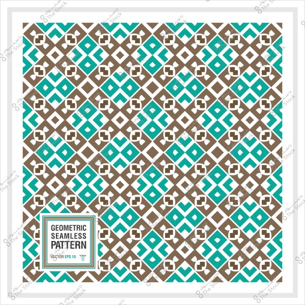 Geometric seamless pattern with diamond shapes and brown and blue motifs.