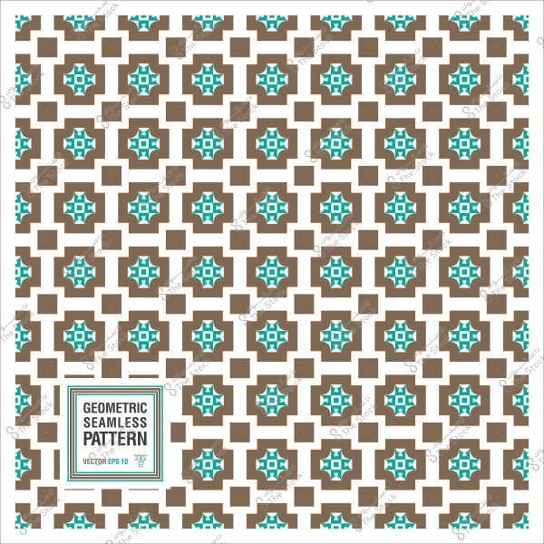 Geometric seamless pattern in blue and brown colors.