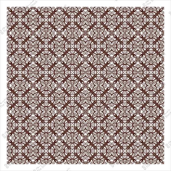 نمط زخرفي بني بتصميم هندسي مزخرف ومتكرر على خلفية بيضاء.