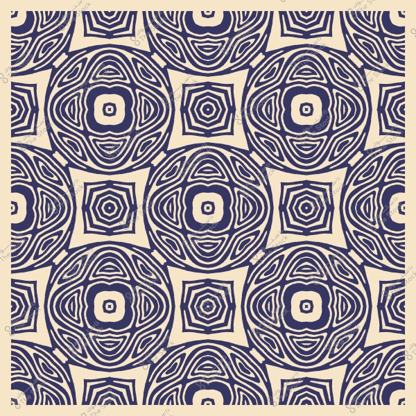 نمط هندسي دائري بزخارف متداخلة باللون الأزرق الداكن على خلفية بيضاء.