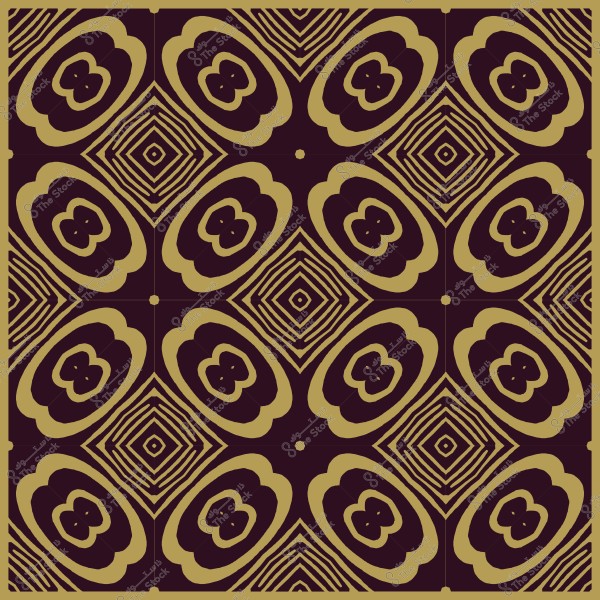 نمط هندسي بألوان بنية وذهبية يتكون من أشكال بيضاوية ومربعات متداخلة.