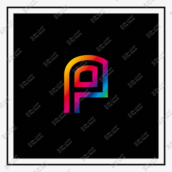 Colorful letter P logo design on a black background.
