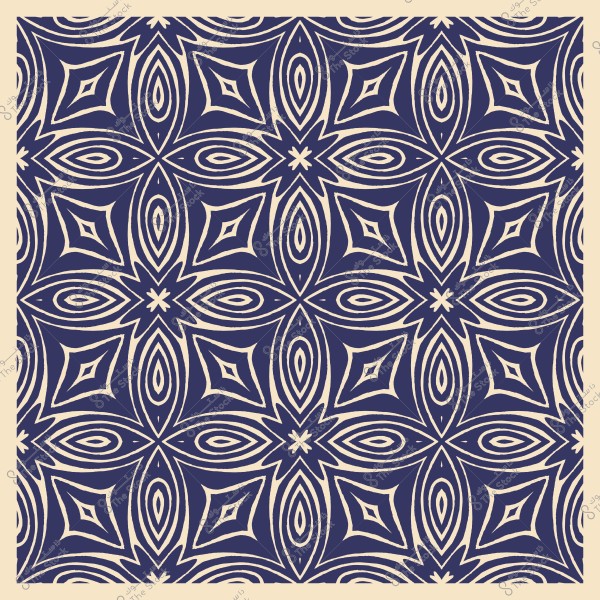 نمط زخرفي بتصميم هندسي متكرر بألوان الأزرق والكريمي.