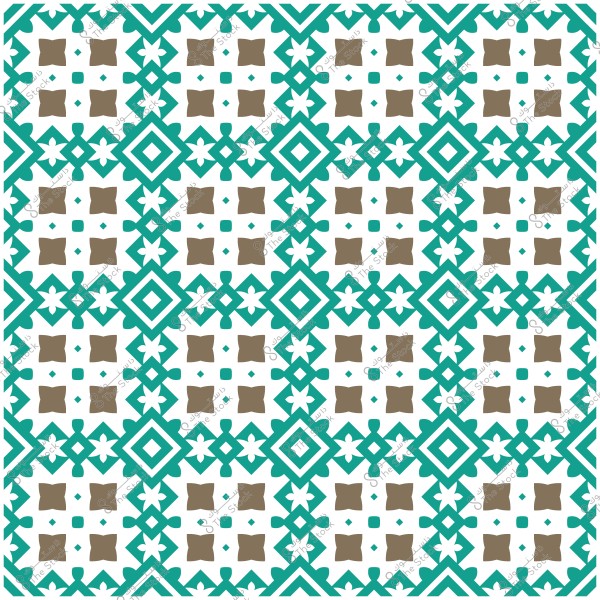 Islamic geometric pattern in green and brown colors.