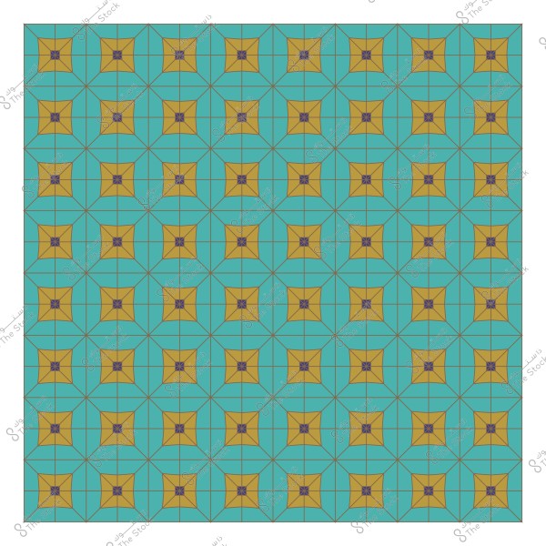 نمط هندسي يتكون من مربعات باللونين الأزرق والبني بداخلها أشكال نجمية.