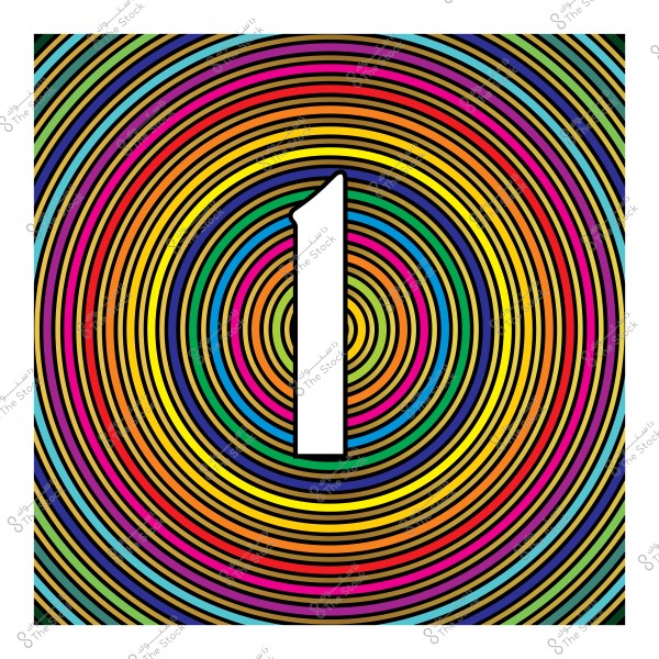 صورة لرقم واحد كبير باللون الأبيض في مركز مجموعة من الدوائر الملونة المتراكزة والمتعددة الألوان. الألوان تتدرج من الأحمر والأزرق والأصفر والأخضر وغيرها مما يشكل نمطًا بصريًا جذابًا ومشرقًا.

-