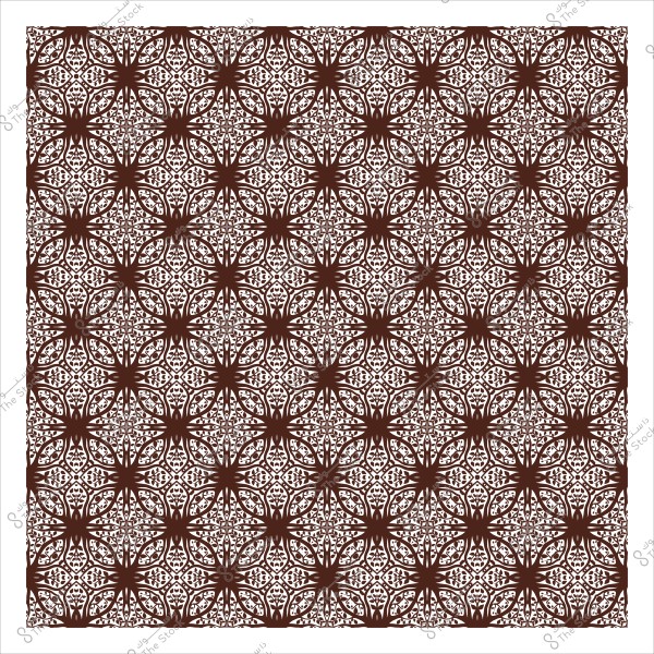 نمط زخرفي إسلامي معقد باللون البني على خلفية بيضاء, يحتوي على أشكال هندسية متناظرة مكررة.