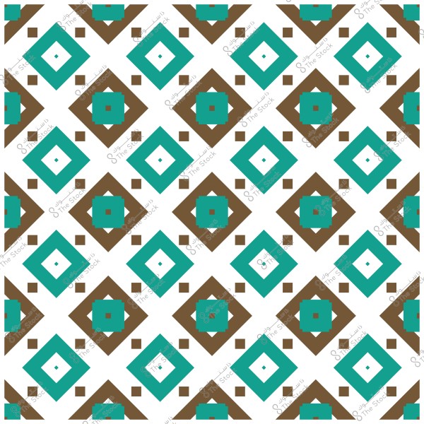 نمط هندسي مكون من أشكال معينية باللونين الأخضر والبني على خلفية بيضاء.