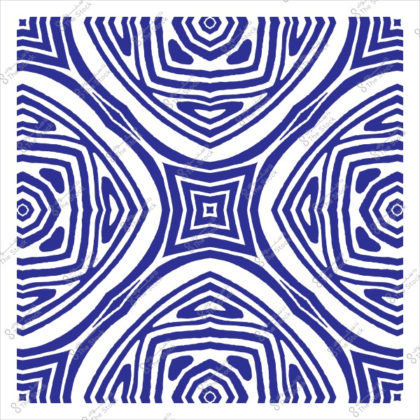 نمط هندسي متماثل بأشكال زرقاء على خلفية بيضاء. يتميز التصميم بخطوط منحنية وأشكال متداخلة تشكل نمطًا متكررًا يشبه شكل الألماس أو الزهور.

-