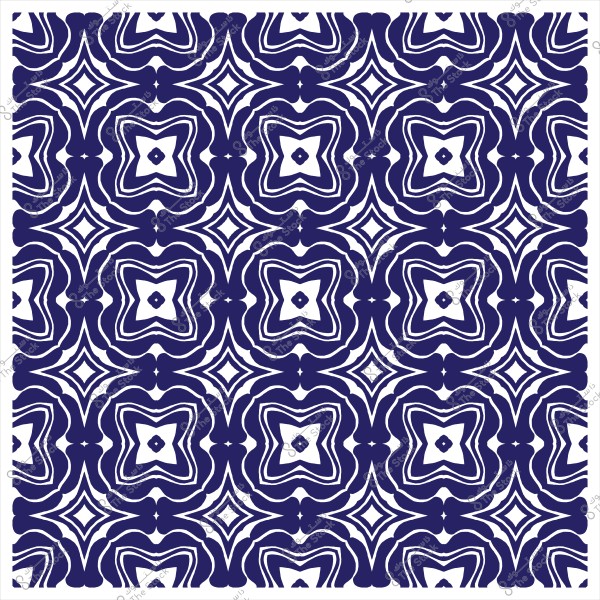 نمط زخرفي هندسي أزرق وأبيض بتصميم متكرر.