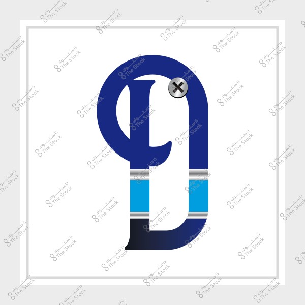 صورة لتصميم يدمج الأحرف العربية "ع" و"د" بالألوان الأزرق والتركواز مع وجود زر صغير في الأعلى.