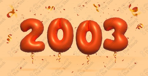 Vector Number 2003 Shape 3D Red Helium Balloons Party Decorations Anniversary Celebration Birthday Greetings.