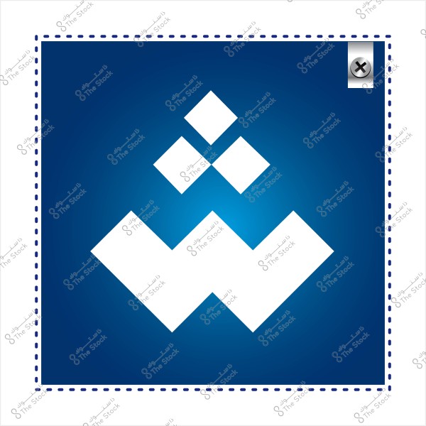 شعار ذو تصميم هندسي مربعات بيضاء على خلفية زرقاء.