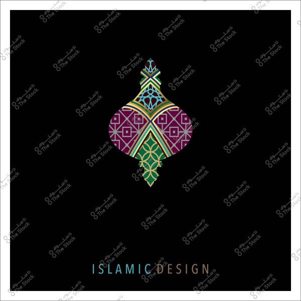 Multicolored Islamic geometric design on a black background