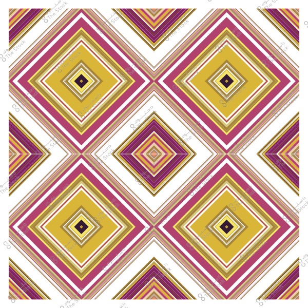 نمط هندسي مكون من مربعات بألوان ذهبية وأرجوانية مرتبة بشكل متماثل.