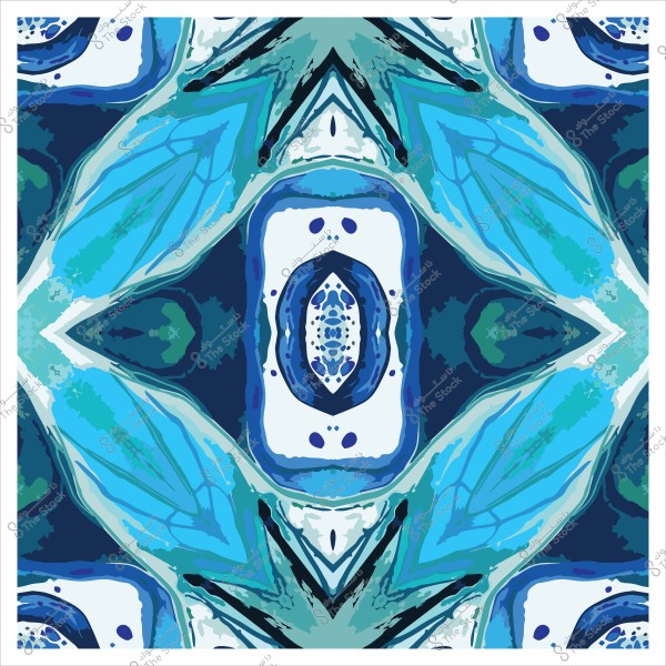 نمط تجريدي بألوان زرقاء وخضراء بتصميم متماثل يشبه الفراشة.