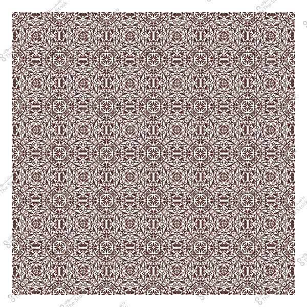 نمط هندسي مزخرف باللون البني والأبيض مع تكرار دائري وتصميم متقن على شكل بلاط.