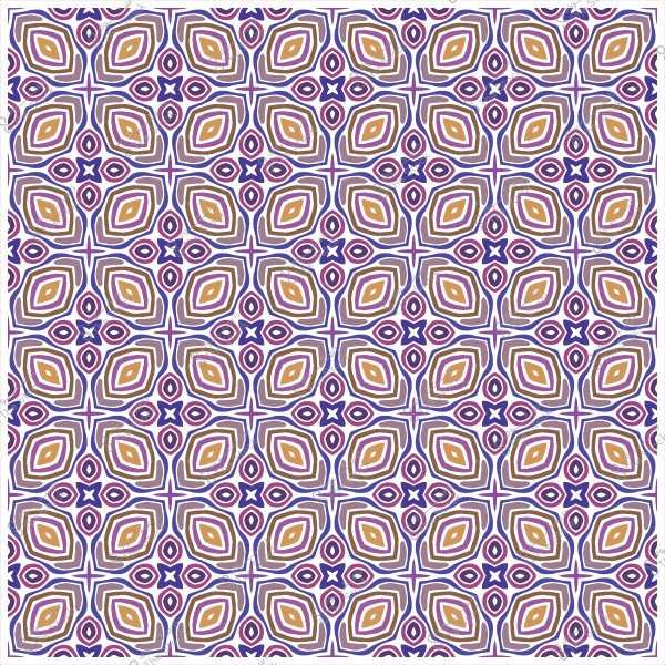 نمط زخرفي متكرر بأشكال هندسية بألوان بنفسجية وذهبية.