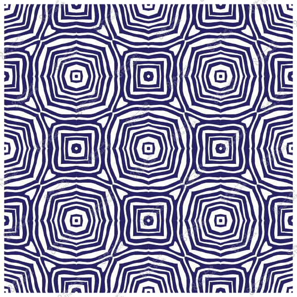 تصميم هندسي متكرر بألوان زرقاء وبيضاء يشبه حلقات دائرية متموجة.