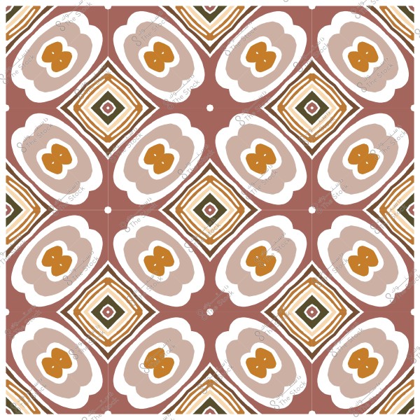 نمط هندسي بأشكال متكررة بألوان بنية, بيج وبرتقالية.