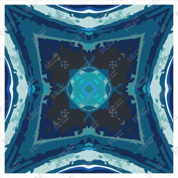 نمط هندسي ملون بألوان زرقاء متفاوتة يتقاطع بشكل تماثلي في وسط الصورة.