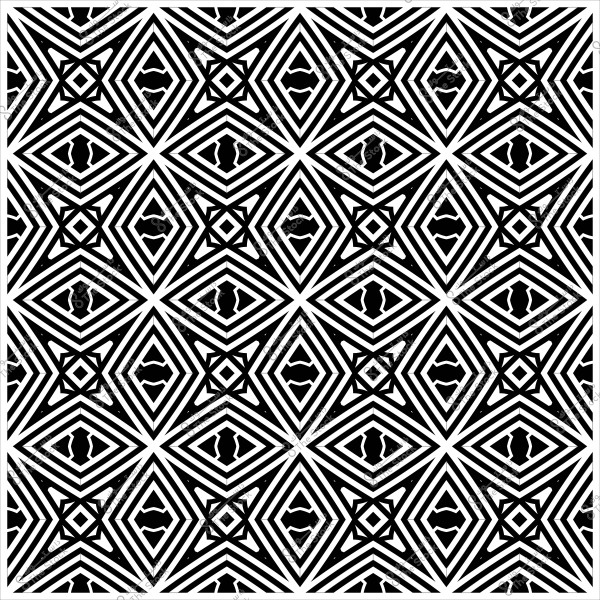 نمط هندسي بالأبيض والأسود يتكرر في تصميم يشبه الأشكال النجمية والمضلعات المتداخلة.