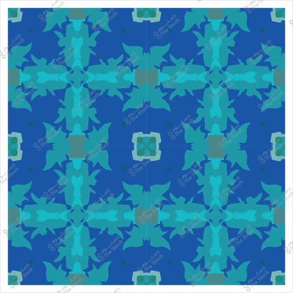 Geometric repeating pattern in light and dark blue, resembling tile decoration.