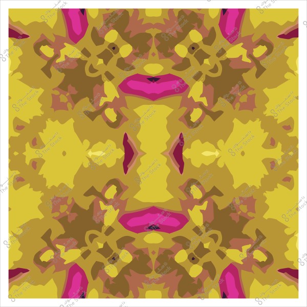 نمط تجريدي بألوان صفراء وبنية ووردية يظهر تكرارات وتناسقًا في التصميم.