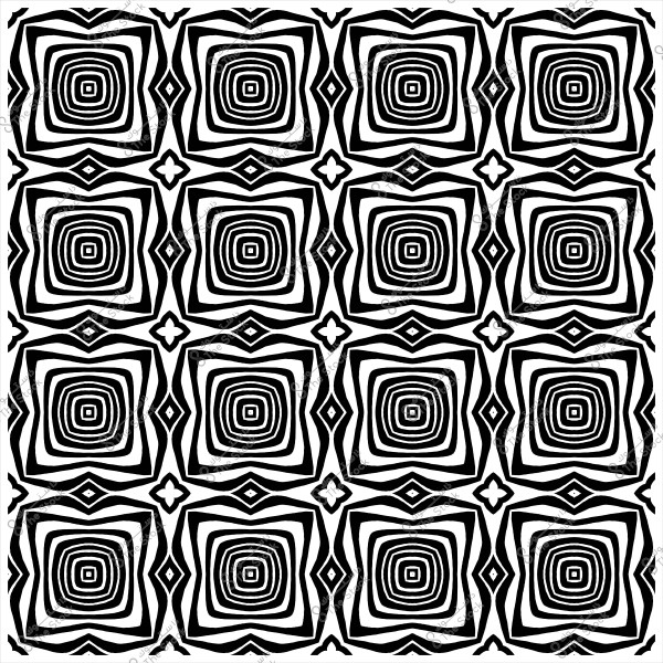 نمط هندسي أبيض وأسود مكون من مربعات متكررة بتصميمات متداخلة