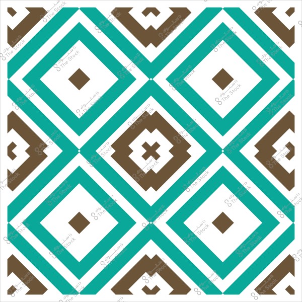 تصميم هندسي مستوحى من الأشكال الهندسية بألوان زرقاء وبنية.