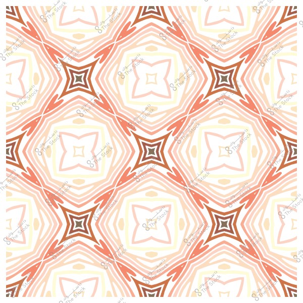 نقش هندسي متماثل بألوان دافئة وزخارف نجومية.