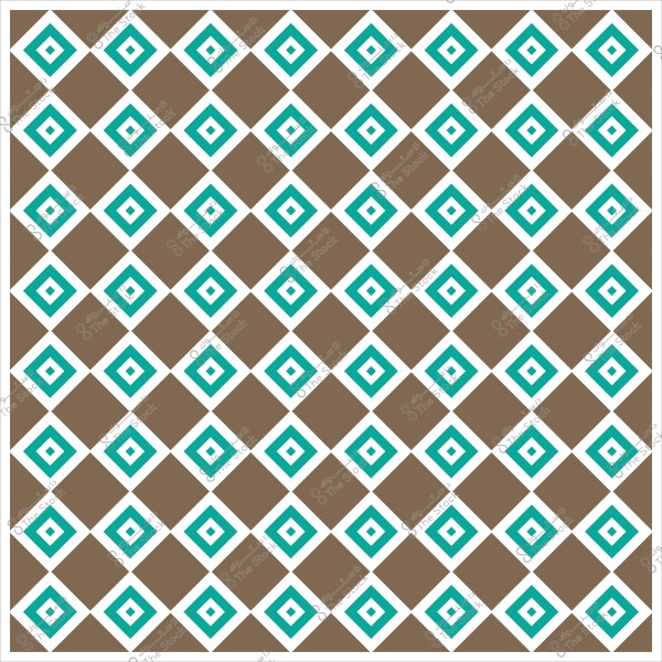 Geometric pattern featuring tilted brown squares, each containing a small turquoise diamond inside.