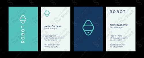 Modern business card design, company contact card, blue and green two sides, personal card.