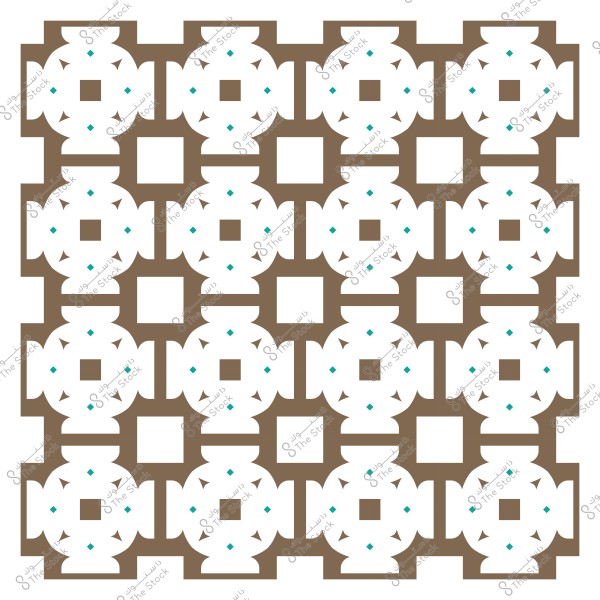 نمط هندسي إسلامي بألوان بنية وبيضاء وزخرفة باللون الأزرق الفاتح.