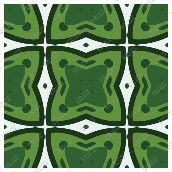 نمط هندسي بأشكال متكررة باللون الأخضر الداكن والفاتح بشكل متناظر.