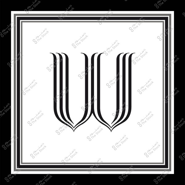 Ornate letter "W" within a rectangular black and white frame.