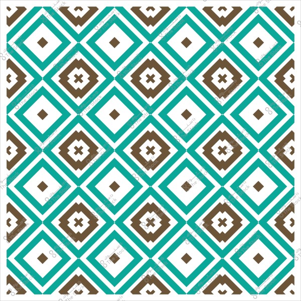 Geometric pattern with diamond shapes in brown and blue.