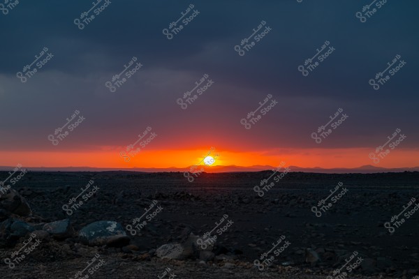 A beautiful Cloudy sunset over the desert near to the city of Prophet Madinah, Saudi Arabia