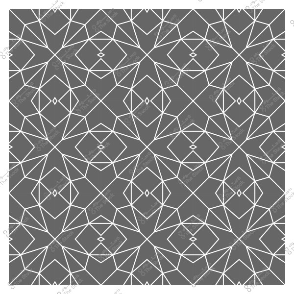 نمط هندسي معقد يتكون من أشكال نجمية ومضلعات متداخلة باللون الأبيض على خلفية رمادية. التصميم يعكس الفن الإسلامي والزخرفة المعمارية التقليدية.

-